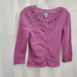 Classiques Entier Women's Purple Silk Blend Button Down Cardigan Size M