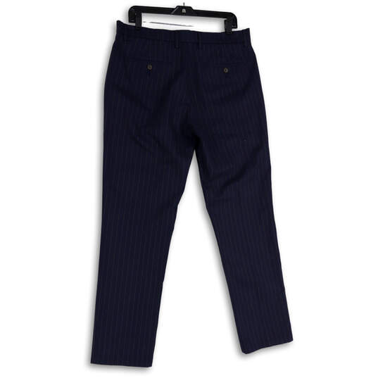 Mens Blue White Pinstripe Flat Front Straight Leg Chino Pants Size 34WX32L image number 2