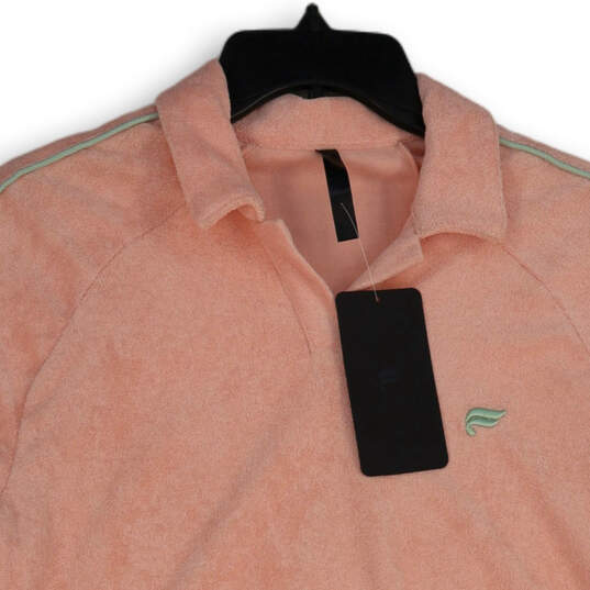 NWT Mens Pink Short Sleeve Collared The Island Terry Polo Shirt Size XS image number 3
