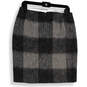 NWT Womens Gray Check Flat Front Back Zip Straight & Pencil Skirt Size 8P image number 2