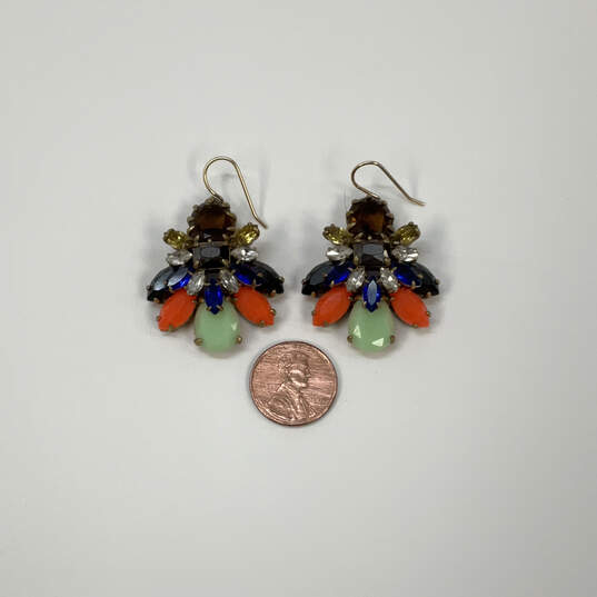 Designer J. Crew Gold-Tone Multicolor Resin And Crystal Stone Drop Earrings image number 3