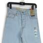 NWT Womens Light Blue Denim Distressed Ribcage Straight Ankle Jeans Size 26x27 image number 3