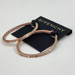 Designer Givenchy Gold-Tone Crystal Cut Stone Fashionable Hoop Earrings