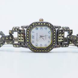 Romantic Judith Jack Marcasite Dress Watch & Fashion Heart Brooch & Onyx Drop Dangle Earrings 41.7g alternative image