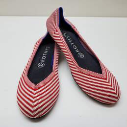 Rothy's Red White Round Toe Flat Sz 7.5