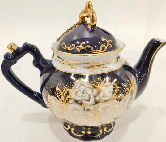 Czech Republic Original Cobalt Handmade Fine Porcelain Teapot & Teacups image number 3