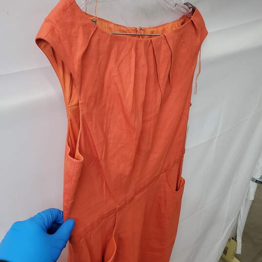 Women's Adriana Papell Size 16 Orange Sleeveless Linen Blend Midi Dress image number 2