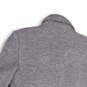 Womens Gray Boiled Wool Pockets Asymmetric Zip Motorcycle Jacket Size Large image number 4