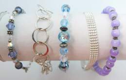 Sterling Silver Purple & Blue Bead Chain Bracelets 38.7g