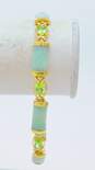 14K Yellow Gold Green Jade & Peridot Panel Bracelet- For Repair 9.6g image number 3