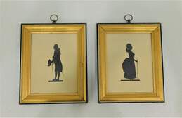 Antique Borghese Woman & Man George & Martha Silhouettes Gold Tone Frame