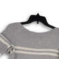 Womens Gray Striped Long Sleeve Round Neck Pullover Sweater Size Small image number 3
