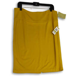 NWT Womens Yellow Flat Front Back Zip Straight & Pencil Skirt Size 14