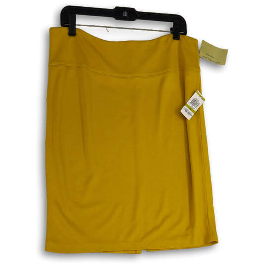 NWT Womens Yellow Flat Front Back Zip Straight & Pencil Skirt Size 14 image number 1