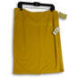 NWT Womens Yellow Flat Front Back Zip Straight & Pencil Skirt Size 14 image number 1