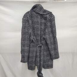 Christian Siriano WMs Gray Plaid Long Overcoat Size 26/28 alternative image