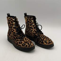 Michael Kors Womens Brown Black Cheetah Print Lace Up Ankle Boots Size 9 alternative image