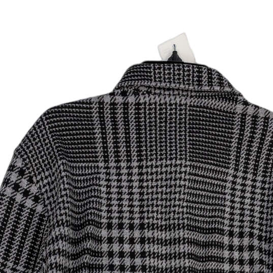 Mens Gray Black Houndstooth Collared Long Sleeve Button Front Jacket Sz XL image number 4