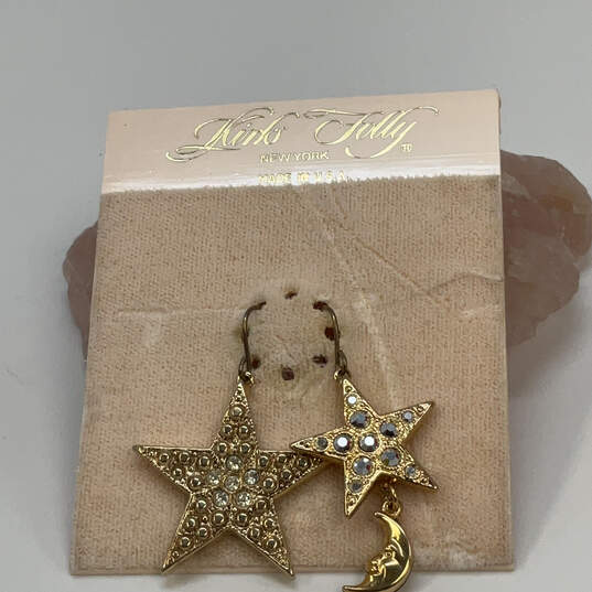 Designer Kirks Folly Gold-Tone Star And Moon Fish Hook Dangle Earrings image number 3