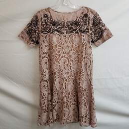 Free People pink lace short sleeve embroidered flounce mini dress S