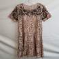 Free People pink lace short sleeve embroidered flounce mini dress S image number 1
