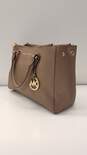 Michael Kors Triple Compartment Saffiano Leather Satchel Taupe image number 7