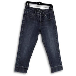 Womens Blue Denim Medium Wash Regular Fit Pockets Straight Jeans Size 6