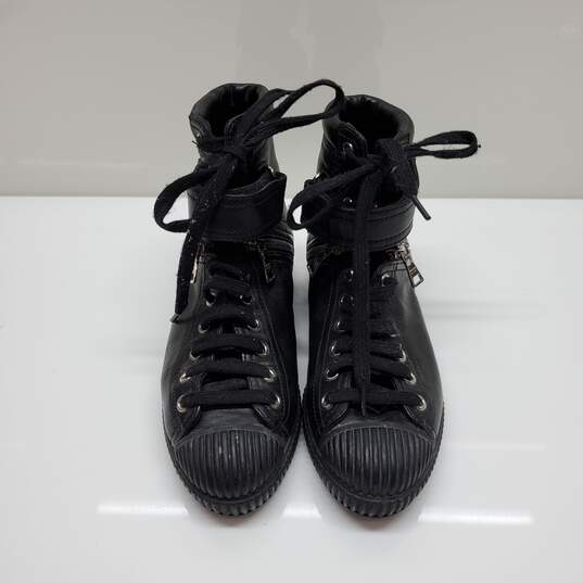 Prada Women's Black Leather High Top Trainers Size 35.5 image number 1
