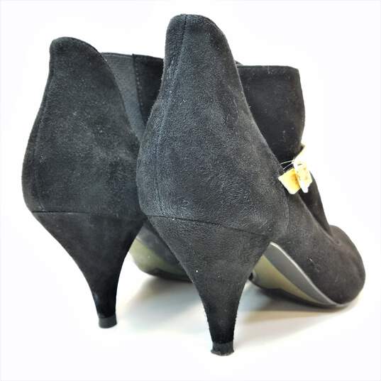 Women's Sigerson Morrison Electtra Elf, Black, Suede Heeled Boots  w/ Gold Strap image number 4