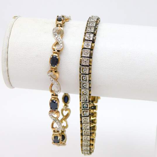 925 Vermeil Sapphire & Diamond Accent Bracelet & Hoop Earrings 30.7g image number 5