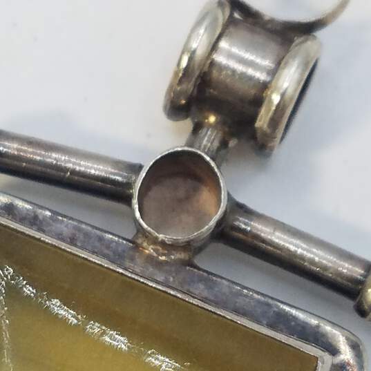 Sterling Silver Gemstone Rectangle Pendant 24Inch Necklace Damage 45g image number 4