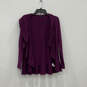 Womens Purple Long Sleeve Tight Knit Open Front Cardigan Sweater Size P image number 1