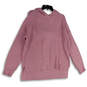 Womens Pink Knitted Long Sleeve Hooded High Low Hem Pullover Sweater Sz XL image number 1