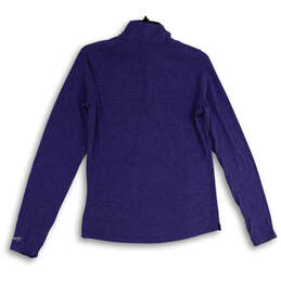 Womens Blue Mock Neck Long Sleeve 1/4 Zip Activewear T-Shirt Size Small alternative image