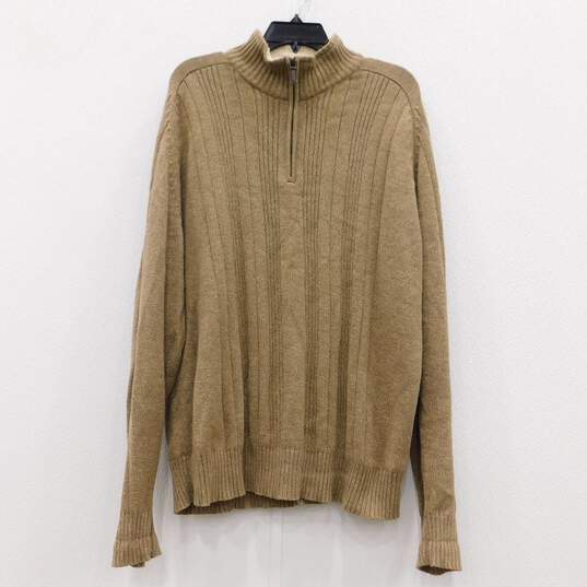 Oscar De La Renta Brown 1/4 Zip Pullover Sweater image number 3