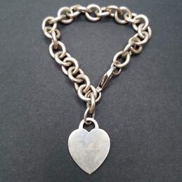 Tiffany & Co. W/Box 925 Authentic Engraved JMP Heart Tag Bracelet W/COA 36.3g alternative image