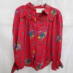 Maeve by Anthropologie Red Flower Patterned Blouse Size 2P