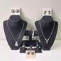 Black & Silver Toned Costume Fashion Jewelry Set image number 1