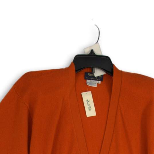 NWT Country Shop Womens Orange Knitted Cashmere Cardigan Sweater Sz L image number 3