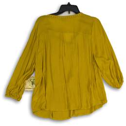 NWT Womens Mustard Yellow Tasseled 3/4 Sleeve V-Neck Blouse Top Size Large alternative image