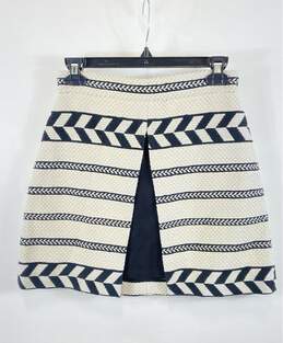 NWT Alice + Olivia Womens Cream Black Jacquard Aztec Print Mini Skirt Size 4