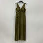 Womens Green Pleated V Neck Sleeveless Back Zip Bridesmaid Maxi Dress Sz 12 image number 1