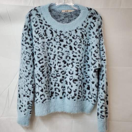 Mi Ami Sweaters Cropped Oversized Fuzzy Leopard Print Women's Size M image number 1