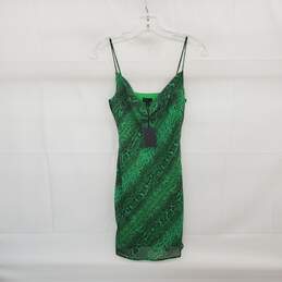 NBD Green Python Patterned Lined Midi Slip Dress WM Size XS NWT