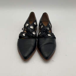 Womens Mulberry Black Leather Studded Pointed Toe Loafer Flats Size 8.5
