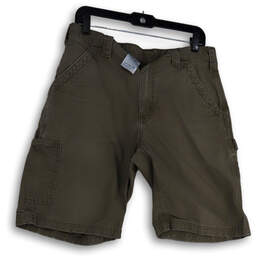 Mens Gray Flat Front Pockets Original Fit Cotton Cargo Shorts Size 32