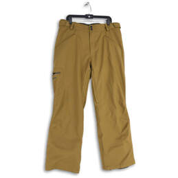 Mens Brown Flat Front Zipper Pocket Straight Leg Snow Pants Size Large