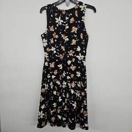 Black Floral Print Sleeveless Back Zip Up Dress alternative image