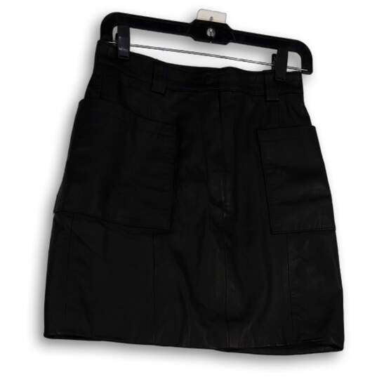Womens Black Flat Front Regular Fit Pocket Comfort Mini Skirt Size 8 image number 4