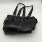 Womens Black Leather Inner Pockets Double Handles Zipper Shoulder Bag image number 2
